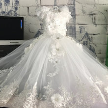 Load image into Gallery viewer, Pet Dog Dress Princess Wedding Trailing Dress For Small Dogs Stereoscopic Flowers Embroidery Puppy Clothes Lace Dress Poodle Pug