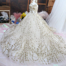 Load image into Gallery viewer, Pet Dog Dress Luxury Princess Wedding Trailing Dress Puppy Clothes  Gold Sequin Embroidery For Small Dogs Lace Dress Poodle Pug