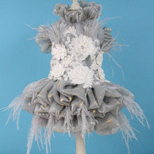 Load image into Gallery viewer, Pet Dog Dress Handmade Embroidered Gorgeous Court Short Style Princess Wedding Dress For Small Dogs Clothes Adorn Pearl Feather