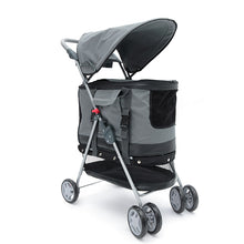 Load image into Gallery viewer, Folding Pet Stroller Lightweight Dog Four-wheeled Cart Rainproof Sunscreen Pet Supplies 600D Oxford Cloth with Removable Canopy
