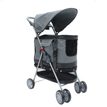 Load image into Gallery viewer, Folding Pet Stroller Lightweight Dog Four-wheeled Cart Rainproof Sunscreen Pet Supplies 600D Oxford Cloth with Removable Canopy