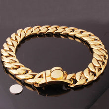 Load image into Gallery viewer, 30mm Wide Dog Choke Chain Choker Collar Strong Gold Chrome Steel Metal Training French Bulldog Collar 45-65cm Length 10A
