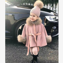 Load image into Gallery viewer, Hot Sale Cashmere Coat Children cloak With Natural Raccoon Dog Fur Jacket Modis Overcoat Kids Clothes Real Fur Coat Y1973