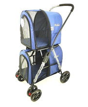 Load image into Gallery viewer, Lightweight folding double pet stroller Removable big dog big space trolley 4wheel travel cage Waterproof oxford cloth
