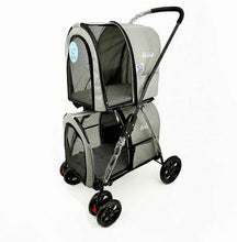 Load image into Gallery viewer, Lightweight folding double pet stroller Removable big dog big space trolley 4wheel travel cage Waterproof oxford cloth