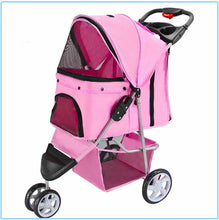 Load image into Gallery viewer, Authentic Portable Pet Stroller 3 Wheel+Quality Cotton Mat+Oxford One Button Foldable Cat Dog Teddy Carrier 15kgBearing