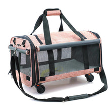 Load image into Gallery viewer, Breathable collapsible pet Cart portable pet bag out portable travel dog bag cat bag pet cage with universal wheel