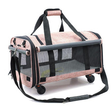 Load image into Gallery viewer, Breathable collapsible pet Cart portable pet bag out portable travel dog bag cat bag pet cage with universal wheel