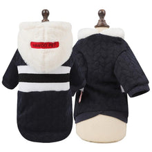 Load image into Gallery viewer, Pet dog clothes pet wool stitching hooded two-legged sweater autumn and winter sweater