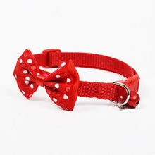 Load image into Gallery viewer, 560pcs/lot Adjustable Polyester Dog Collar Cute Pet Cat Collar with Bowknot Bell Pendant Necklace Collar for Small Dog and Cat