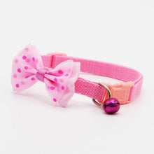 Load image into Gallery viewer, 560pcs/lot Adjustable Polyester Dog Collar Cute Pet Cat Collar with Bowknot Bell Pendant Necklace Collar for Small Dog and Cat