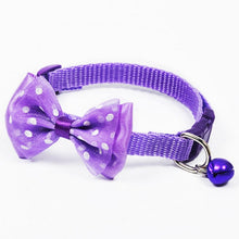 Load image into Gallery viewer, 560pcs/lot Adjustable Polyester Dog Collar Cute Pet Cat Collar with Bowknot Bell Pendant Necklace Collar for Small Dog and Cat