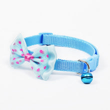 Load image into Gallery viewer, 560pcs/lot Adjustable Polyester Dog Collar Cute Pet Cat Collar with Bowknot Bell Pendant Necklace Collar for Small Dog and Cat