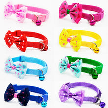 Load image into Gallery viewer, 560pcs/lot Adjustable Polyester Dog Collar Cute Pet Cat Collar with Bowknot Bell Pendant Necklace Collar for Small Dog and Cat