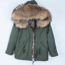 Load image into Gallery viewer, Popular Men Causal Parkas Winter Racoon Dog Fur Lining Warm Clothing Male Short Fur Parkas Racoon Dog Fur Hood Jacket Real Fur