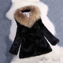 Load image into Gallery viewer, women clothes 2019 Real Fur Jacket korean style elegant plus size Rabbit Fur Coat with Yellow Raccoon Fur Collar ksr480