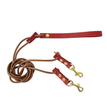 Load image into Gallery viewer, New Handmade Dog Double Leash 2 Two Dogs  walking running Leather Traction Rope for Small Dogs Pets  Puppy Double Leash