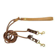 Load image into Gallery viewer, New Handmade Dog Double Leash 2 Two Dogs  walking running Leather Traction Rope for Small Dogs Pets  Puppy Double Leash