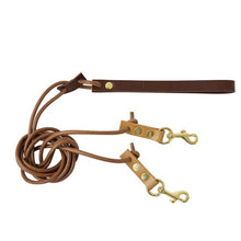 Load image into Gallery viewer, New Handmade Dog Double Leash 2 Two Dogs  walking running Leather Traction Rope for Small Dogs Pets  Puppy Double Leash