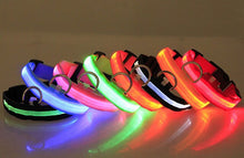 Load image into Gallery viewer, 100pcs/lot Nylon Pet LED Dog Collar Night Safety LED Flashing Glow LED Pet Supplies Dog Cat Collar LED Dog Collar Wholesale DHL