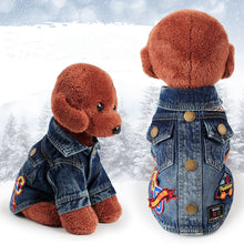 Load image into Gallery viewer, Denim Pet Dog Clothes Cartoon Pattern Pocket Cowboy Shirt Clothing for Small Medium Dogs Puppy Jacket Chihuahua Doggies Costumes