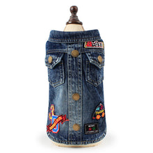 Load image into Gallery viewer, Denim Pet Dog Clothes Cartoon Pattern Pocket Cowboy Shirt Clothing for Small Medium Dogs Puppy Jacket Chihuahua Doggies Costumes