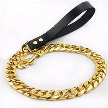Load image into Gallery viewer, Metal Stainless Steel Pet Chain Dog Leash  Steel Chain Martingale High-end custom Show Leather Handle Bully dogs Doberman