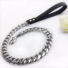 Load image into Gallery viewer, Metal Stainless Steel Pet Chain Dog Leash  Steel Chain Martingale High-end custom Show Leather Handle Bully dogs Doberman