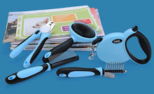Load image into Gallery viewer, Pet Dog Chain Harness Leash Set Dematting Comb Nail Clipper Retractable Kit 5 Pieces a Set 3M Leash Grooming Tools Set for Pets
