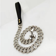 Load image into Gallery viewer, Metal Stainless Steel Pet Chain Dog Leash  Steel Chain Martingale High-end custom Show Leather Handle Bully dogs Doberman