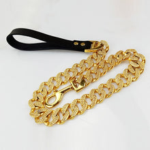 Load image into Gallery viewer, Metal Stainless Steel Pet Chain Dog Leash  Steel Chain Martingale High-end custom Show Leather Handle Bully dogs Doberman