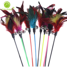 Load image into Gallery viewer, 100 Pcs/Set Colorful Feather Pet Dog Toys Lovely Bells Training Funny Cat Dogs Toys for Small Dogs Interactive Puppy Kitten Toy